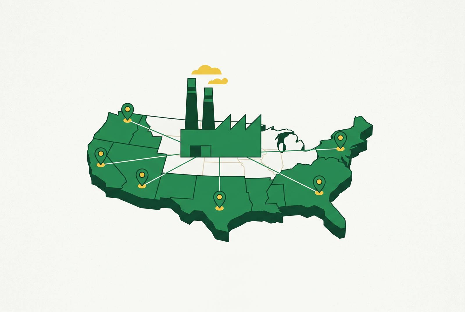 Cover illustration for “How New U.S. Factory Openings Should Reshape Territory Plans”