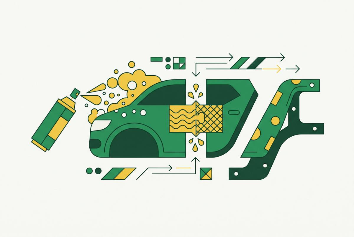 Cover illustration for “Coatings and Adhesives Sales in Automotive Parts Manufacturing”