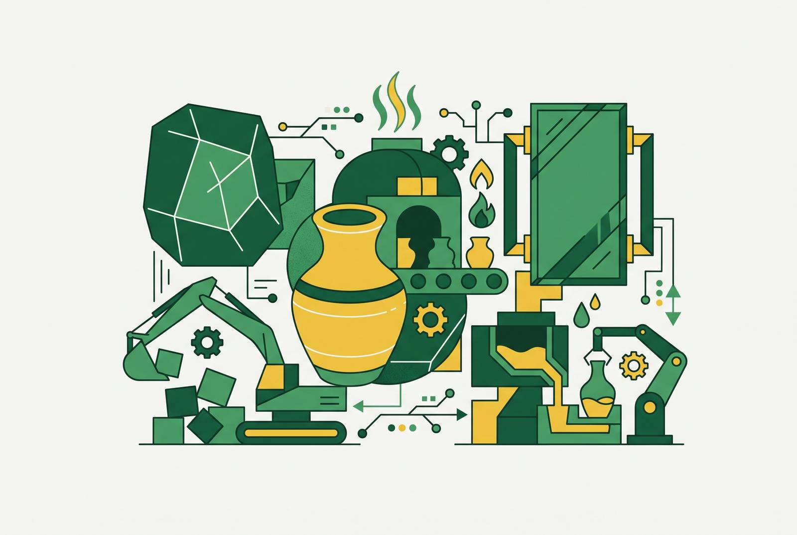 Cover illustration for “Stone, Clay, and Glass Manufacturing as a Sales Target Vertical”
