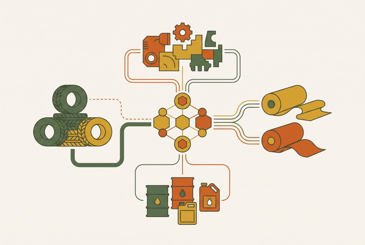Cover illustration for “U.S. Rubber and Plastics Industry Purchasing Patterns for Chemical Suppliers”