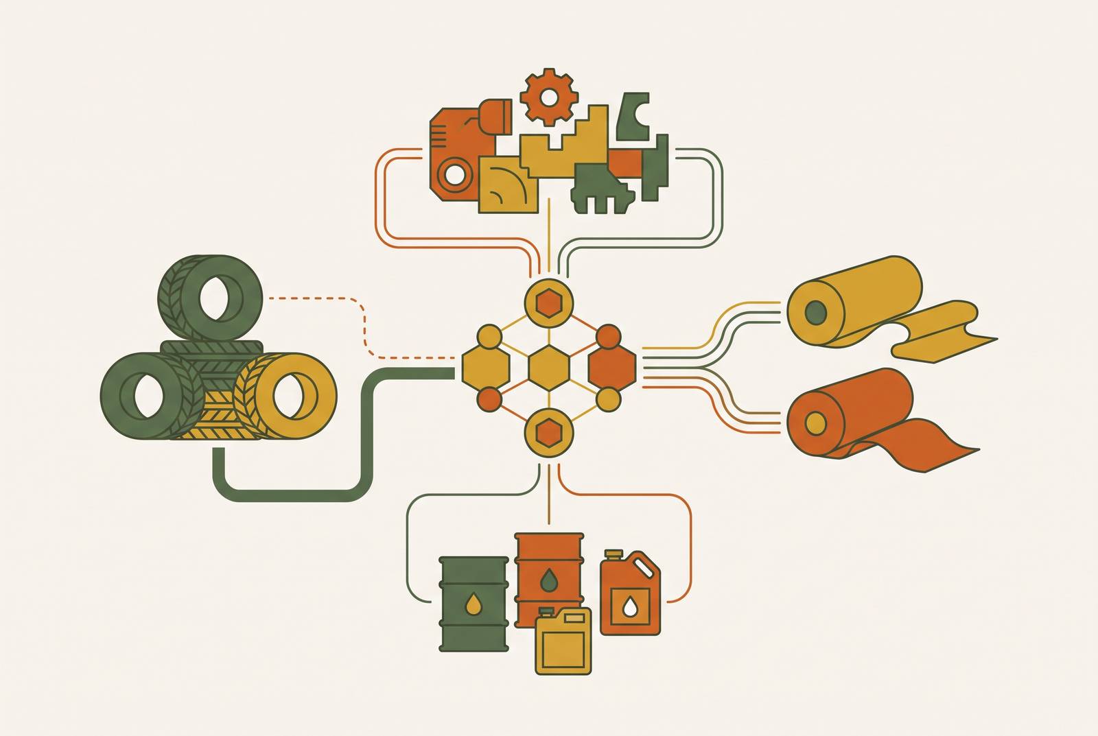 Cover illustration for “U.S. Rubber and Plastics Industry Purchasing Patterns for Chemical Suppliers”