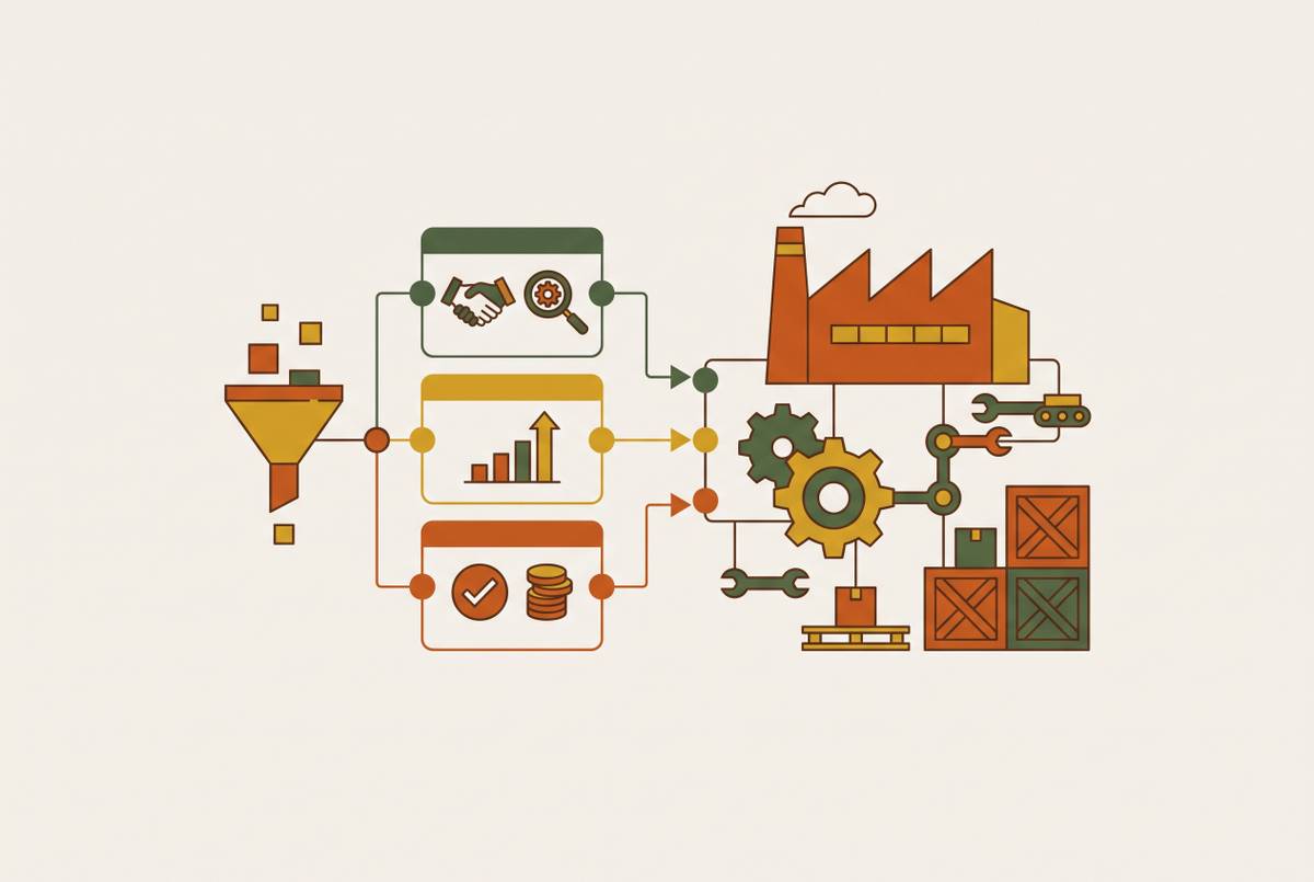 Cover illustration for “HubSpot CRM Setup for Companies Selling to Manufacturers”