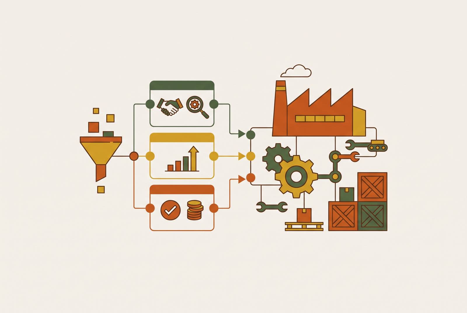 Cover illustration for “HubSpot CRM Setup for Companies Selling to Manufacturers”