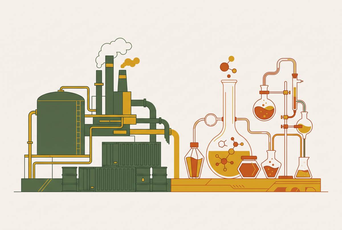 Cover illustration for “Selling Specialty Chemicals Versus Commodity Chemicals to Plants”