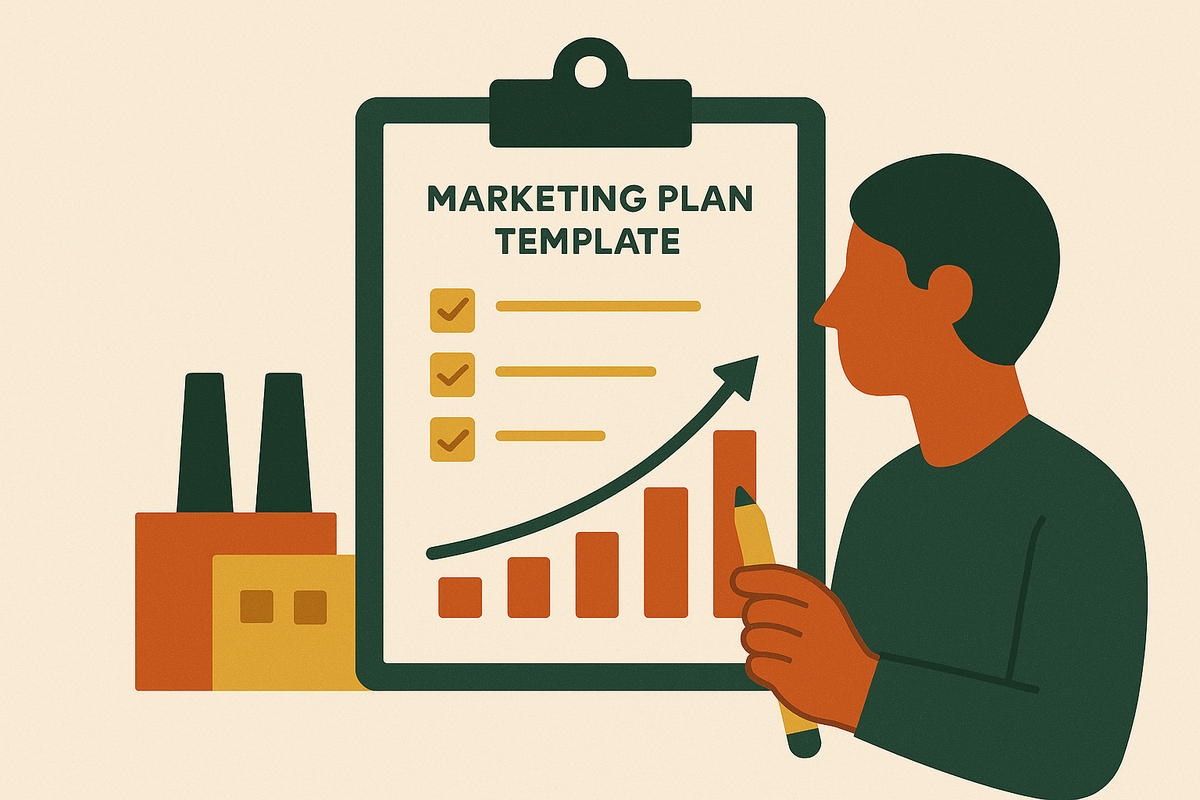 Cover illustration for “Marketing Plan Template for Manufacturing Suppliers”