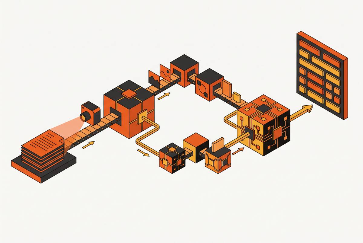 Cover illustration for “Hybrid Computer Vision Pipelines for Document Parsing”