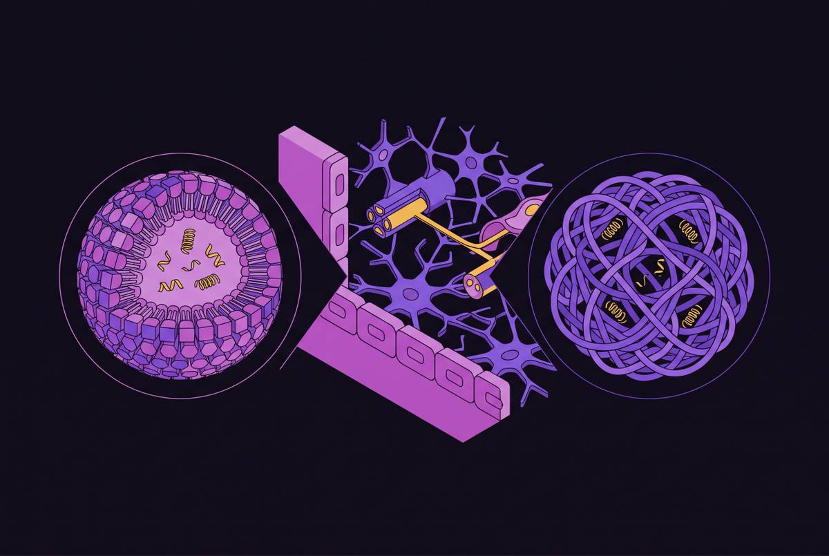 Cover illustration for “Lipid Nanoparticles vs Polymeric Nanoparticles for Delivering Peptides to the CNS”