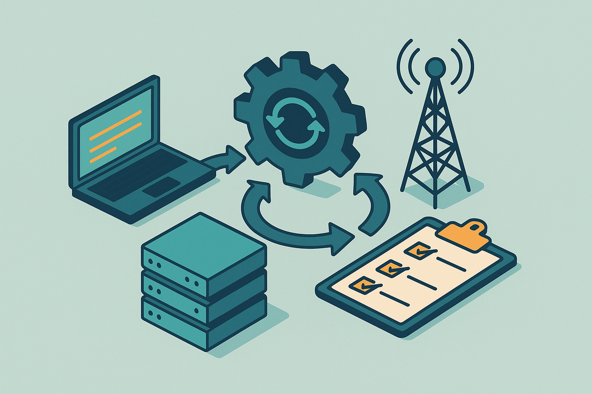 Cover illustration for “Change Management Practices in Telecom OSS Environments”