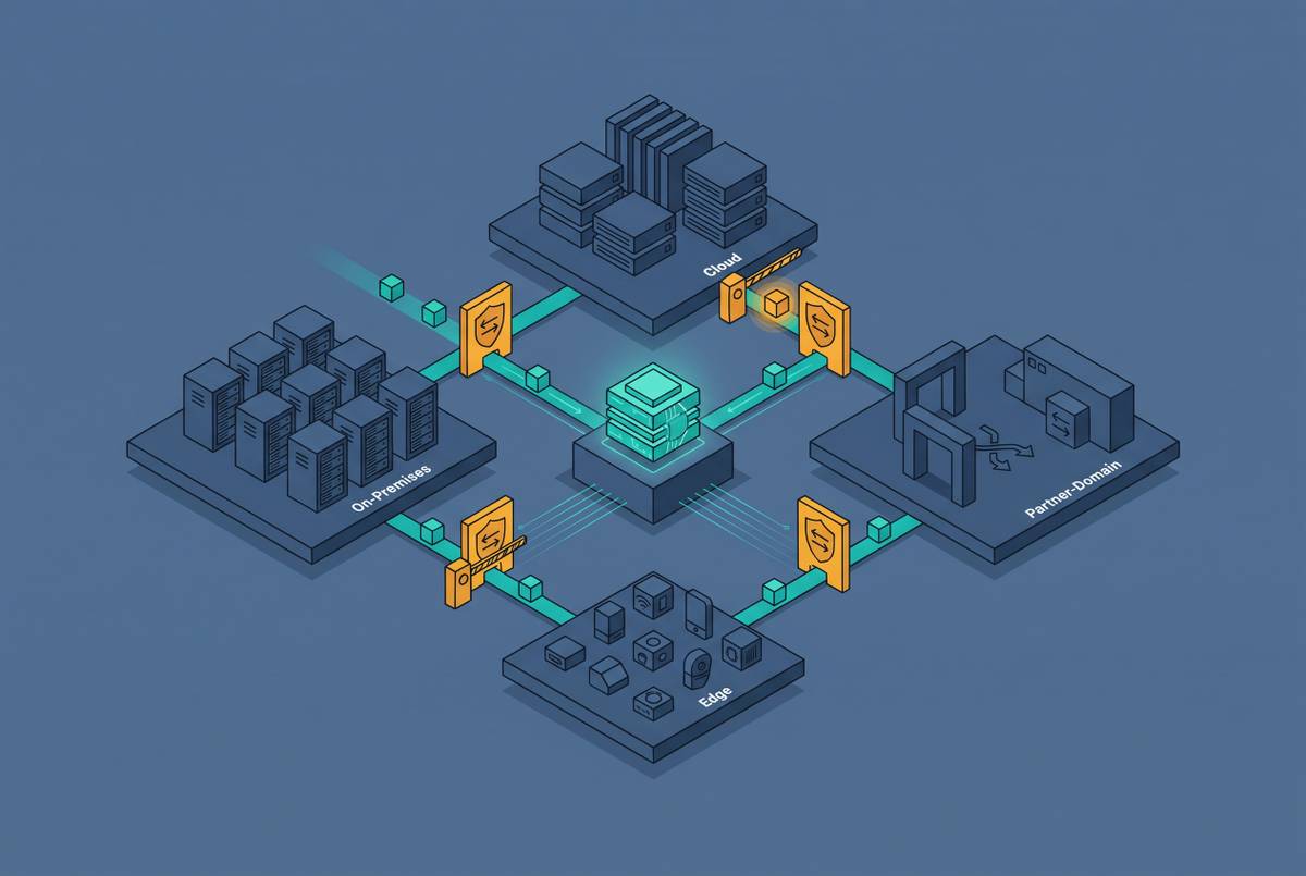 Cover illustration for “Policy Enforcement Points for AI in Multi-Domain Network Environments”