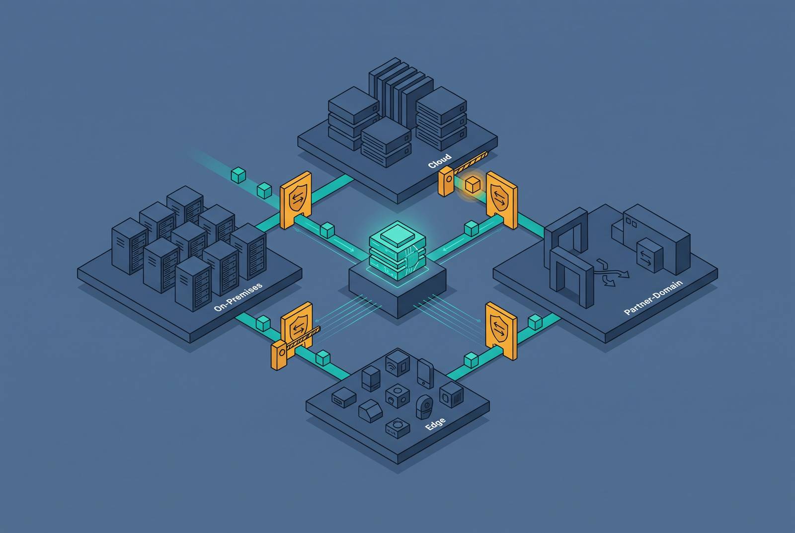 Cover illustration for “Policy Enforcement Points for AI in Multi-Domain Network Environments”