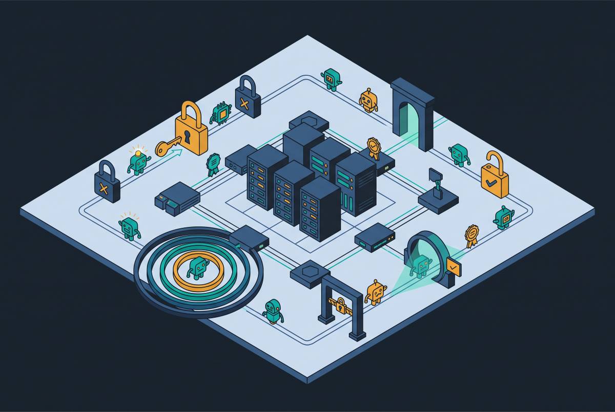 Cover illustration for “AI Agent Permission Models in Network Operations”