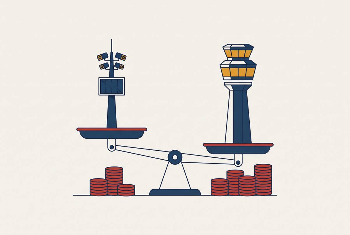 Cover illustration for “Cost Comparison of Digital Towers Versus FAA Contract Towers”