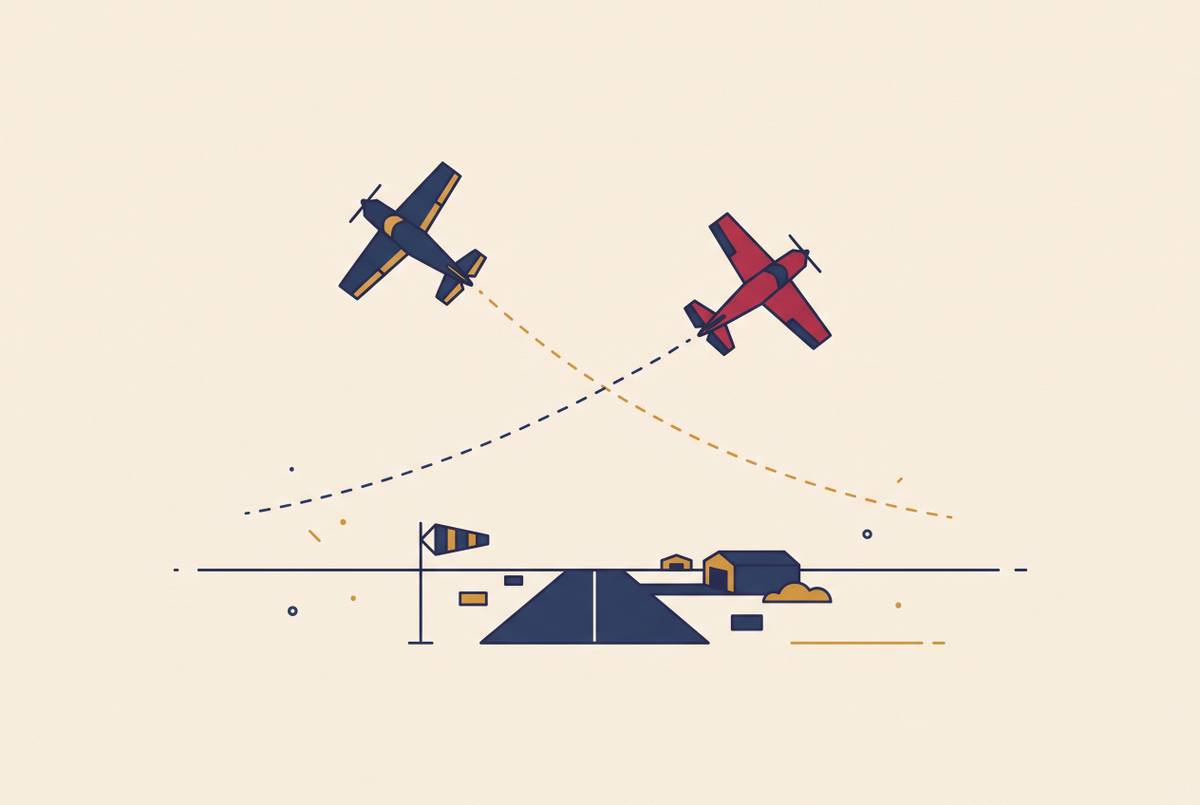 Cover illustration for “Midair Collision Risk at Non-Towered Airports”