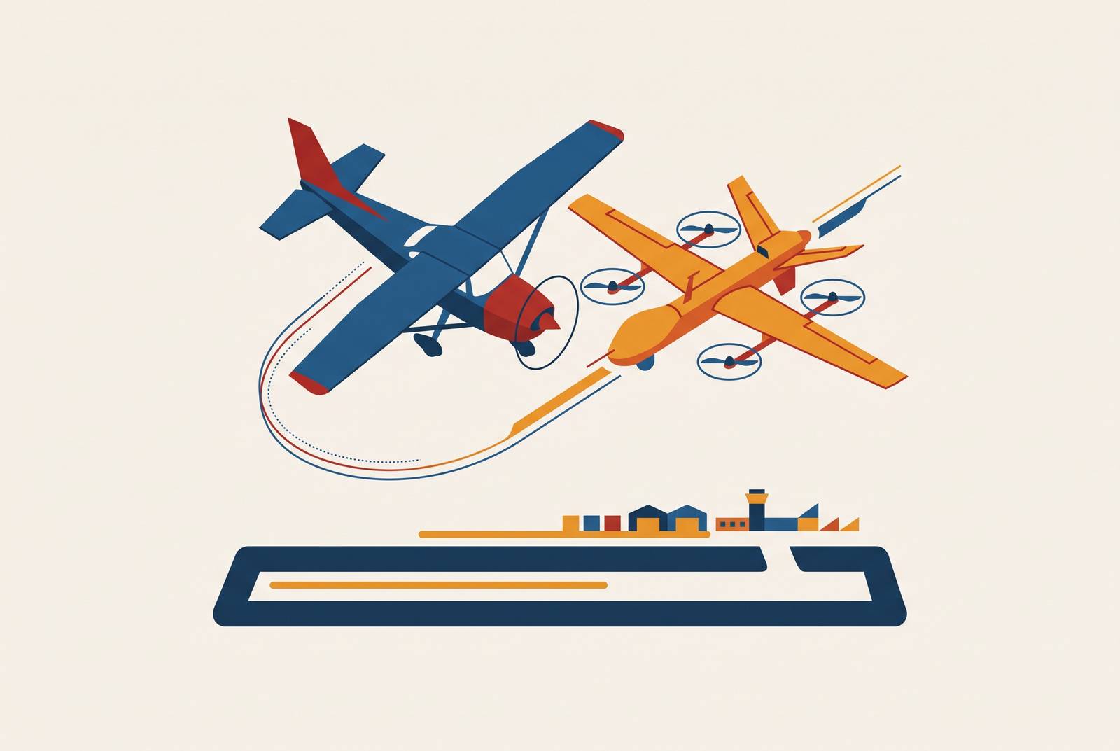 Cover illustration for “UAV and Manned Aircraft Conflict at Uncontrolled Airports”