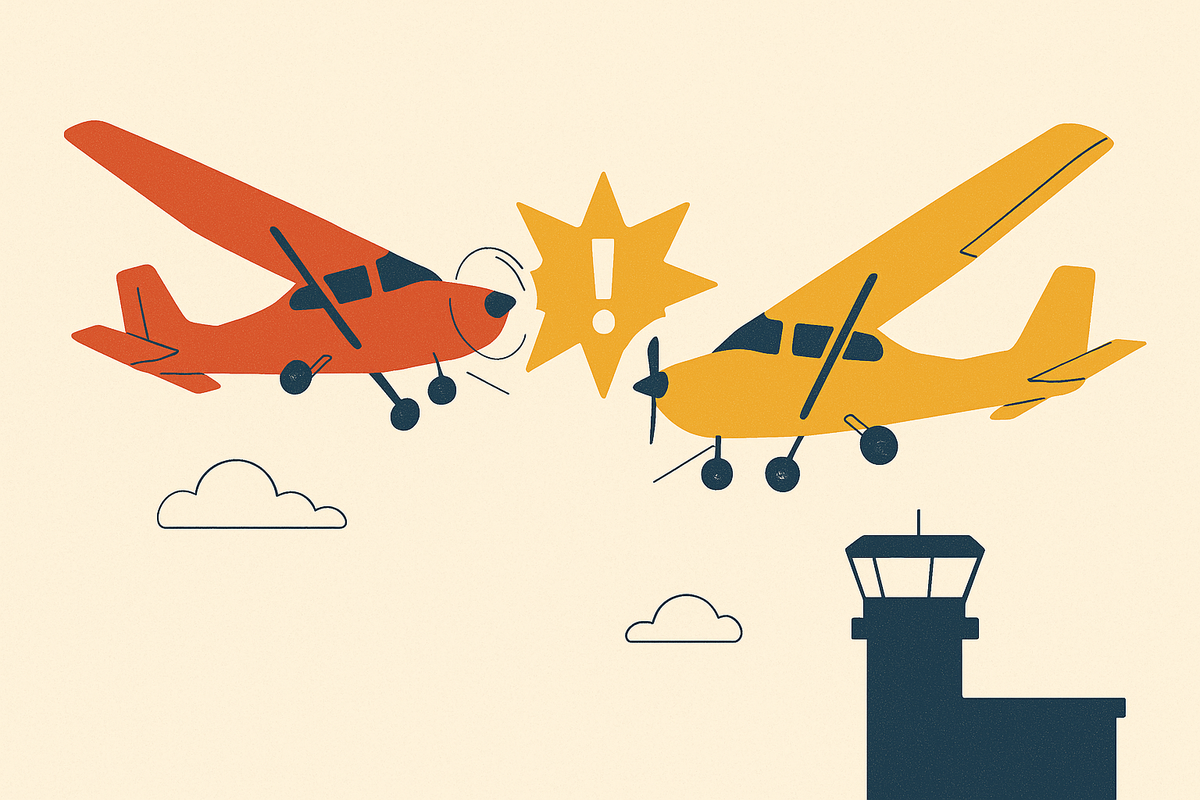 Cover illustration for “Midair Collision Risk at Non-Towered Airports”