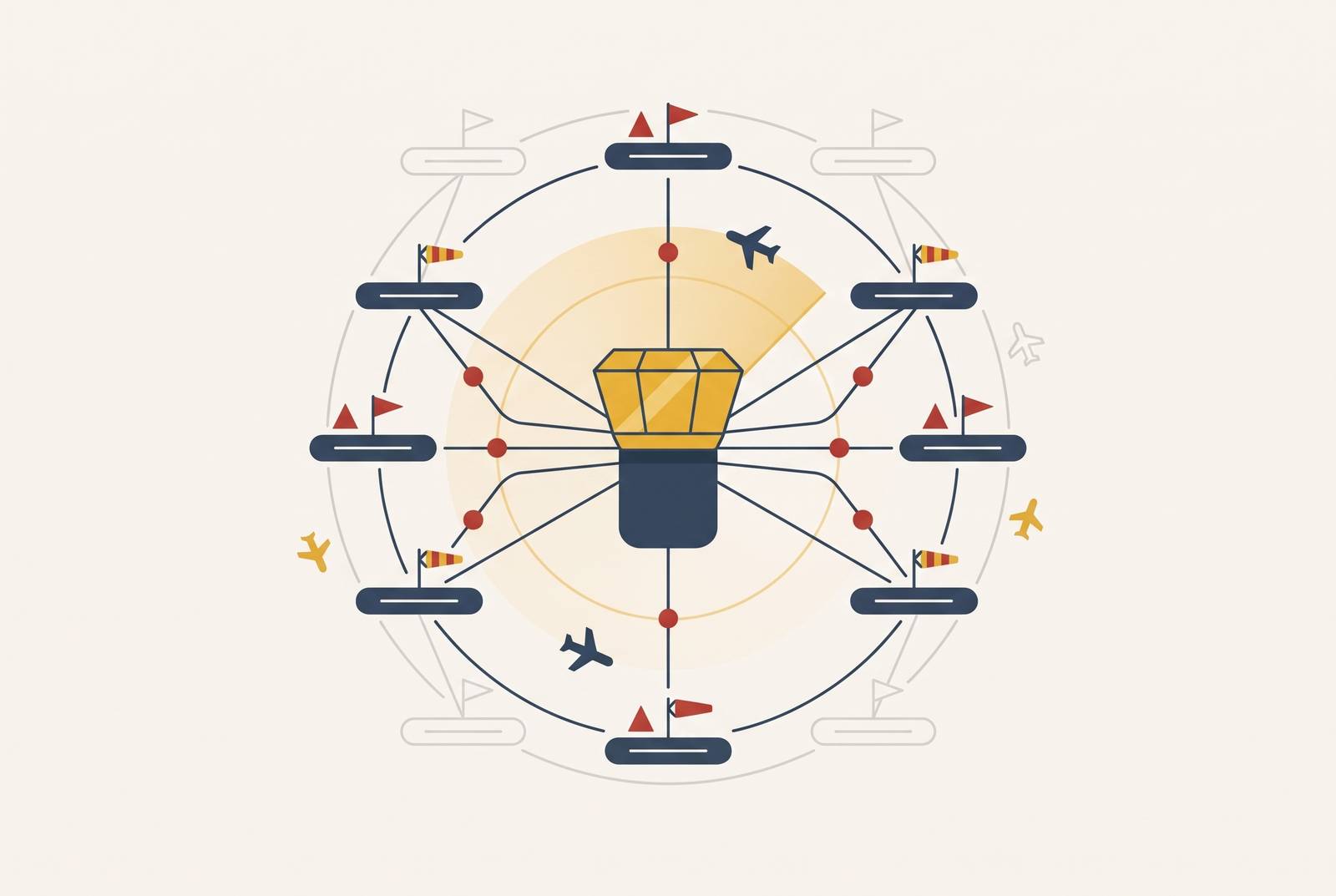 Cover illustration for “Multi-Airport Remote Tower Hub Architecture and Scalability”