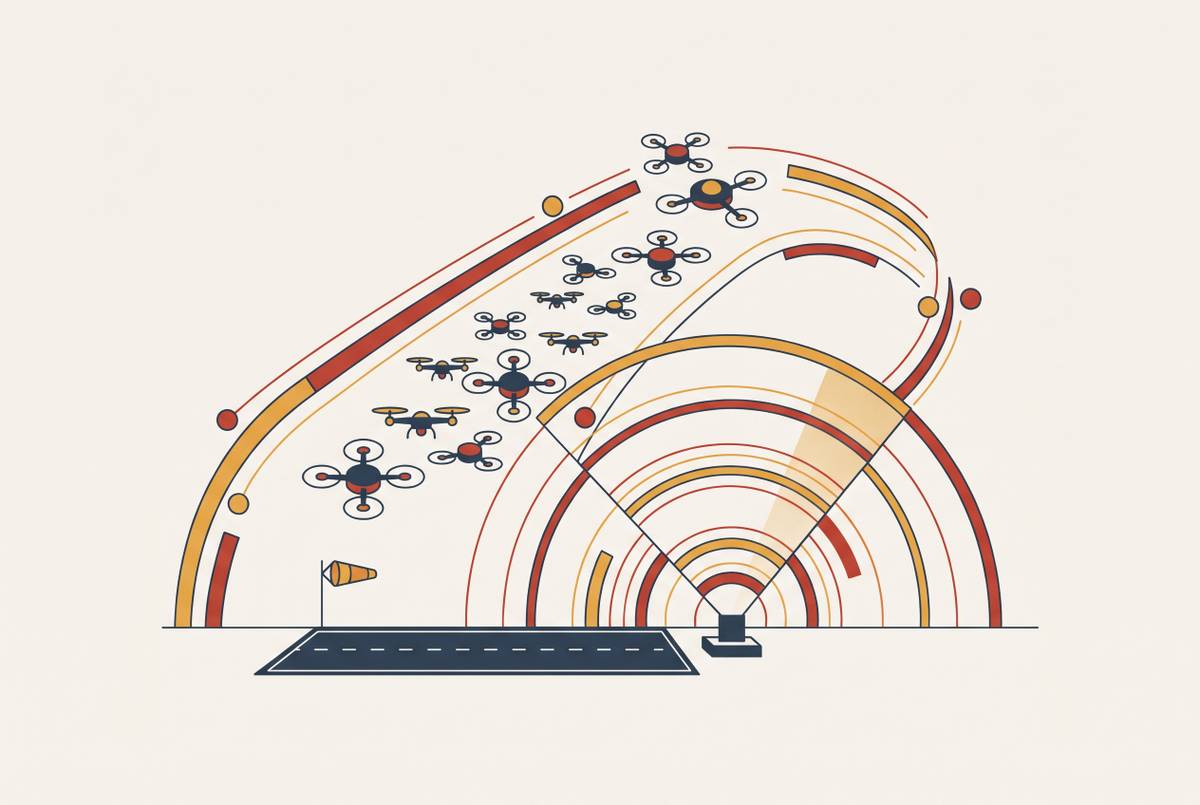 Cover illustration for “Why Non-Towered Airports Are the Fastest-Growing Drone Corridors and What That Demands From Digital Tower Platforms”