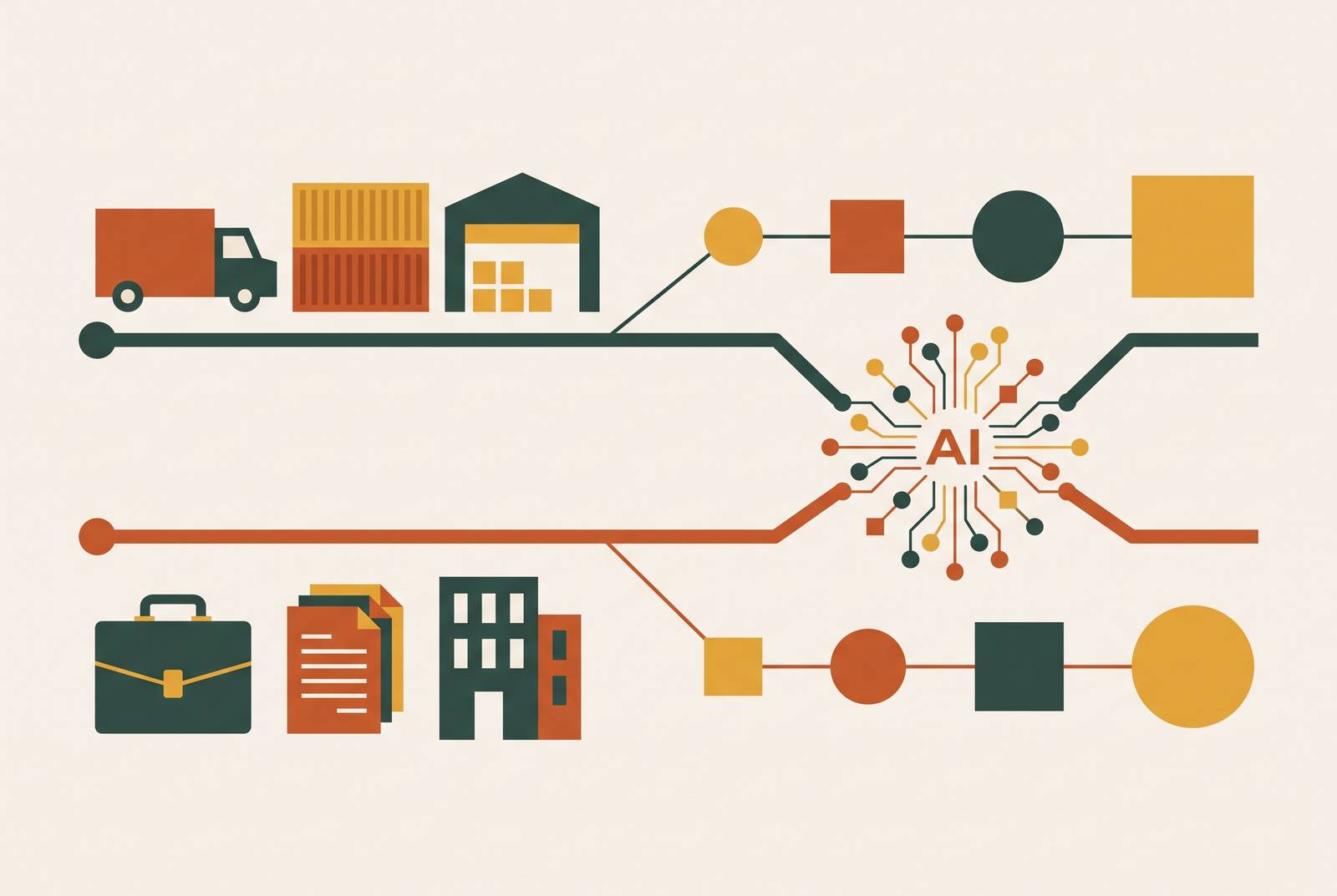 Cover illustration for “AI Adoption Timelines in Logistics vs. Professional Services SMBs”