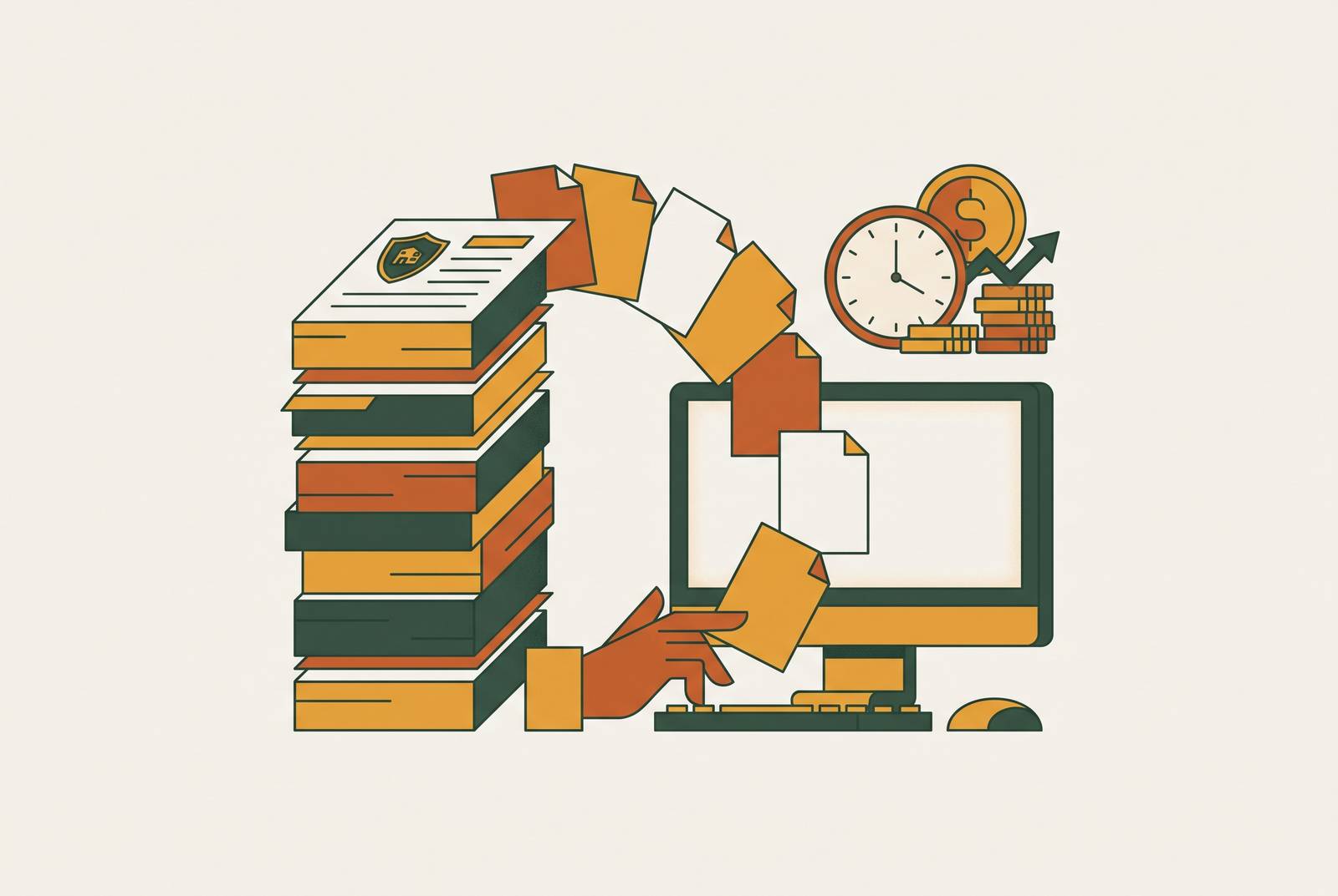 Cover illustration for “Manual Data Entry Costs in Insurance Brokerage Operations”
