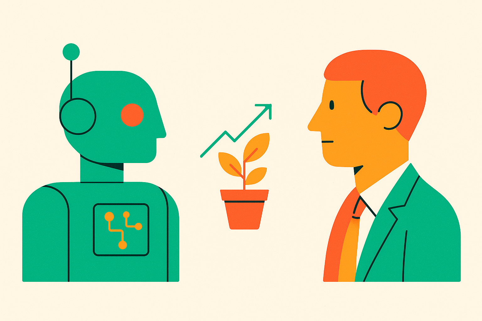 Cover illustration for “AI vs Hiring a New Employee for Small Business Growth”