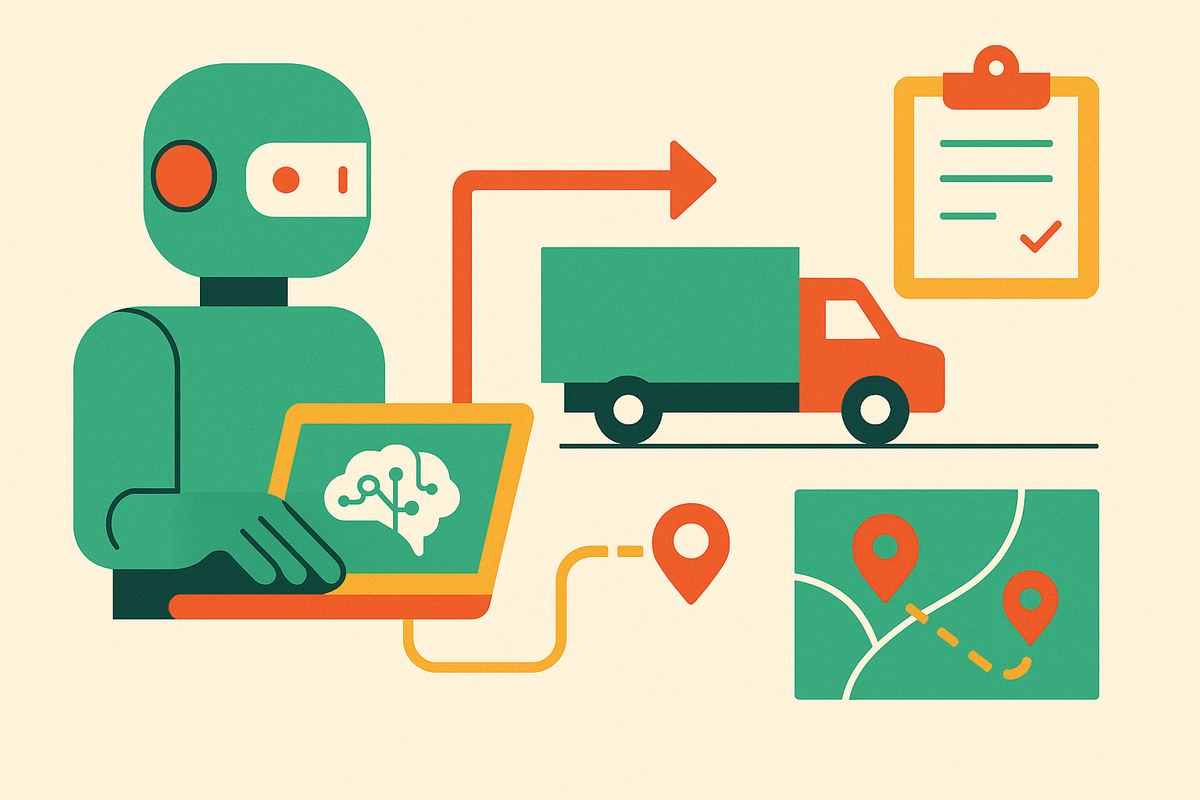 Cover illustration for “AI Dispatch and Load Assignment Workflow for Small Freight Brokerages”