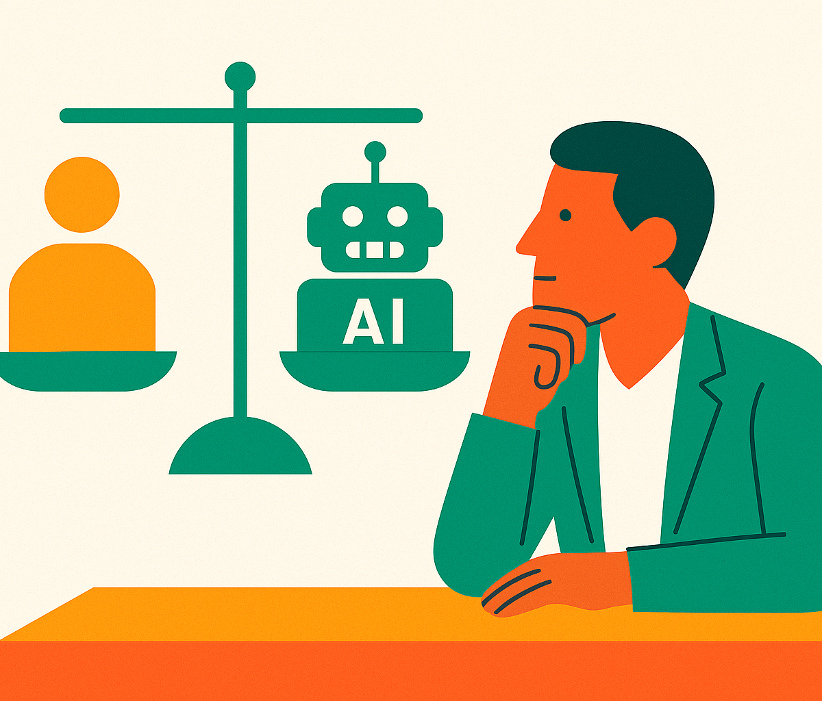Cover illustration for “When to Hire a Human vs Deploy an AI System in a Growing SMB”