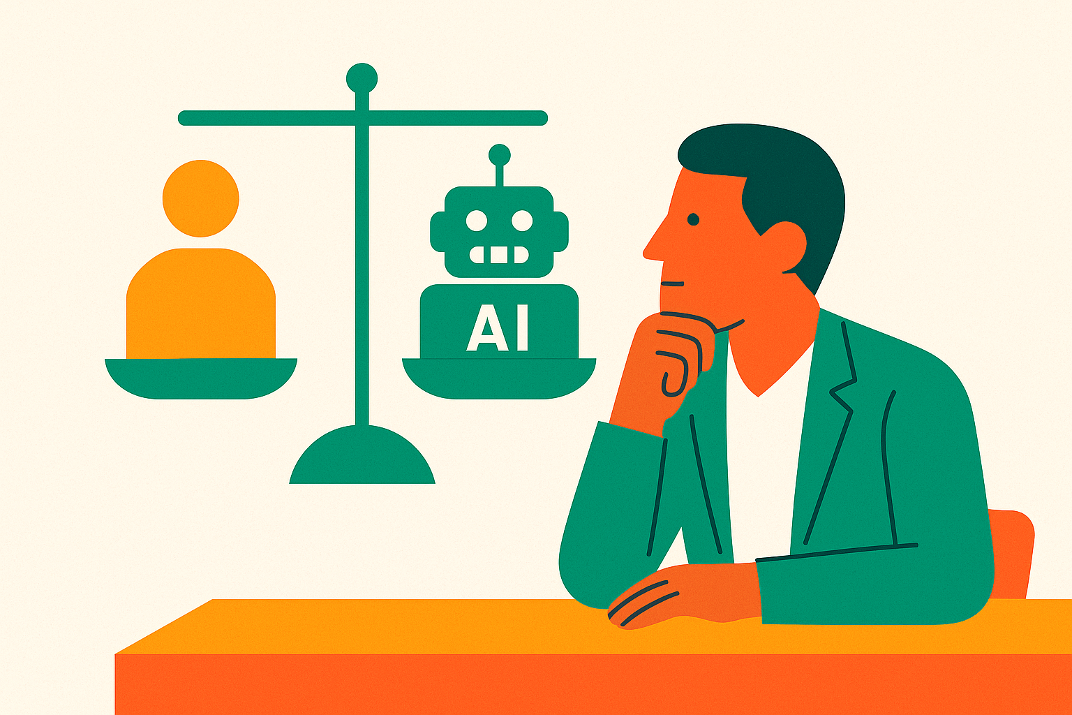 Cover illustration for “When to Hire a Human vs Deploy an AI System in a Growing SMB”