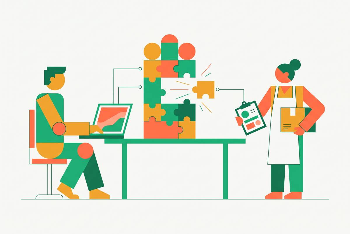 Cover illustration for “Who Should Inform the AI Build — the Engineer or the Person Doing the Work”