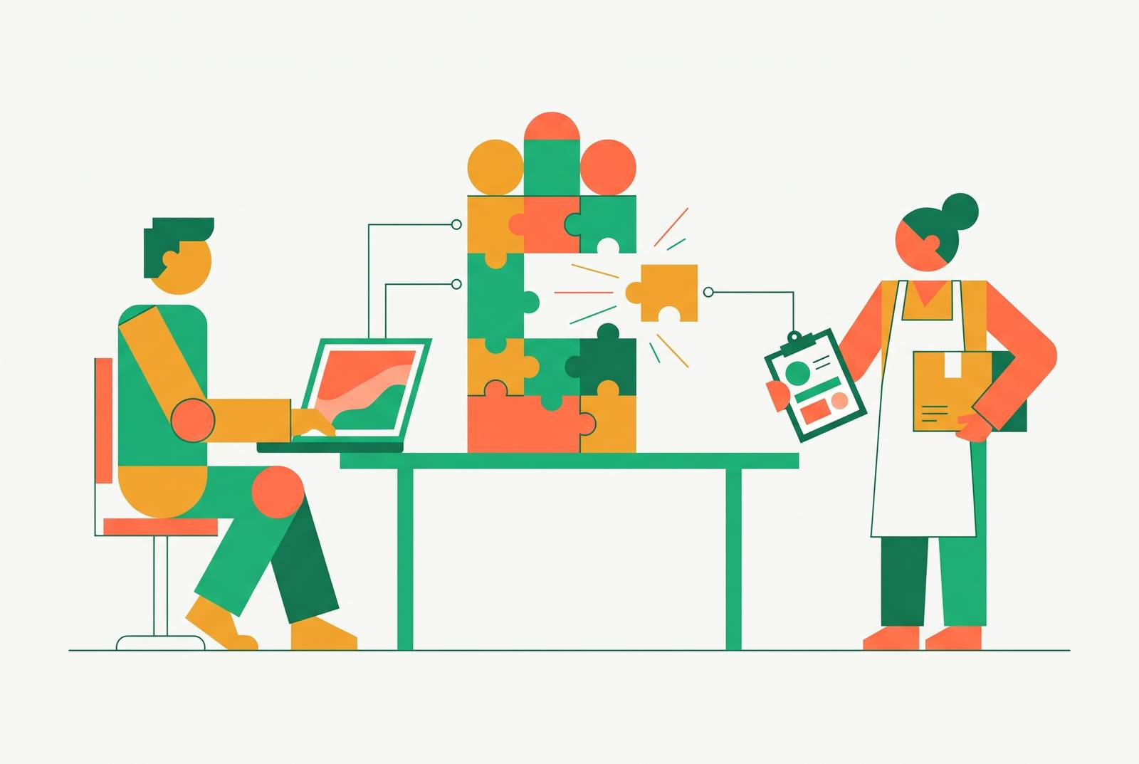 Cover illustration for “Who Should Inform the AI Build — the Engineer or the Person Doing the Work”