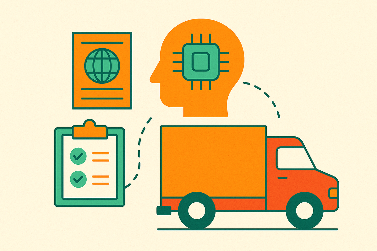 Cover illustration for “AI Freight Forwarding Workflows for Cross-Border Compliance”