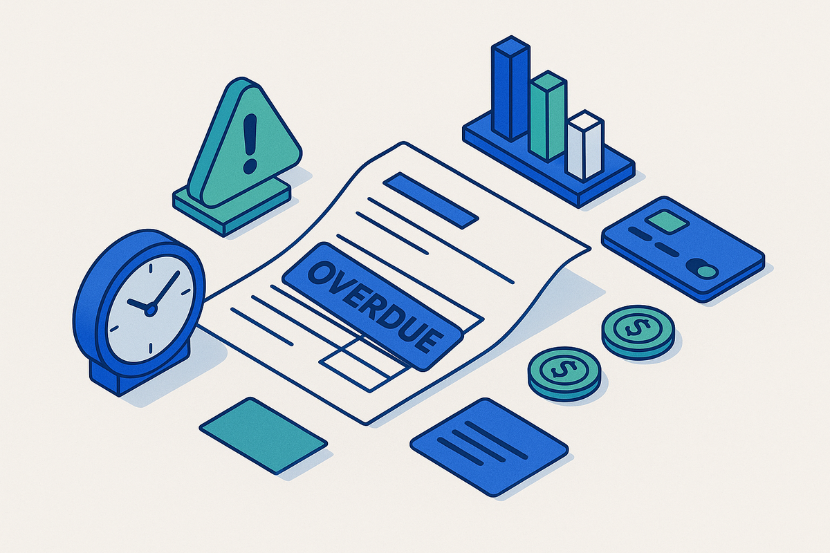 Cover illustration for “Common Causes of Overdue Invoices”