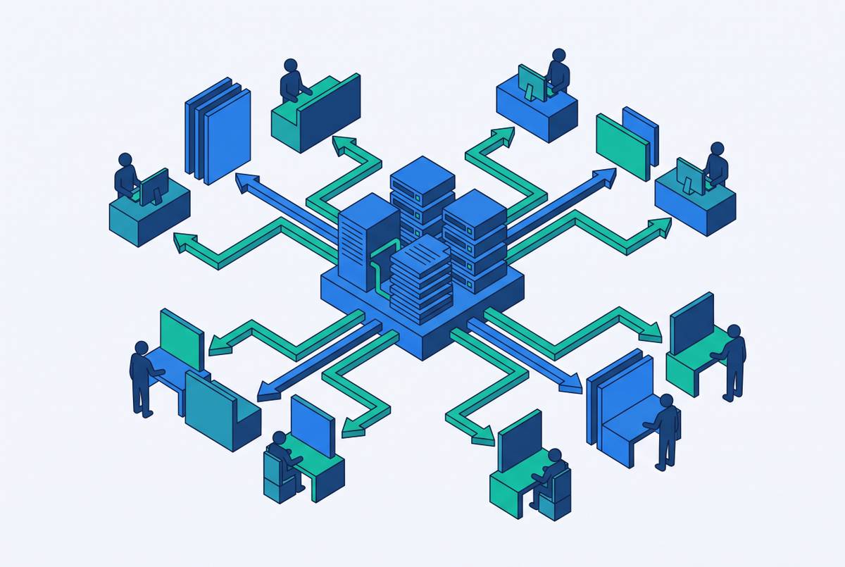 Cover illustration for “Hybrid AI-plus-human AR automation services: how leading providers structure human-in-the-loop support”