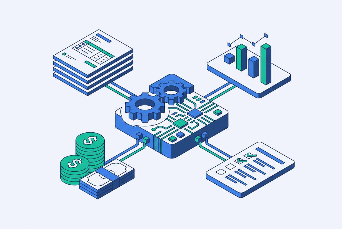 Cover illustration for “Artificial Intelligence Examples Across Core Accounting Functions”