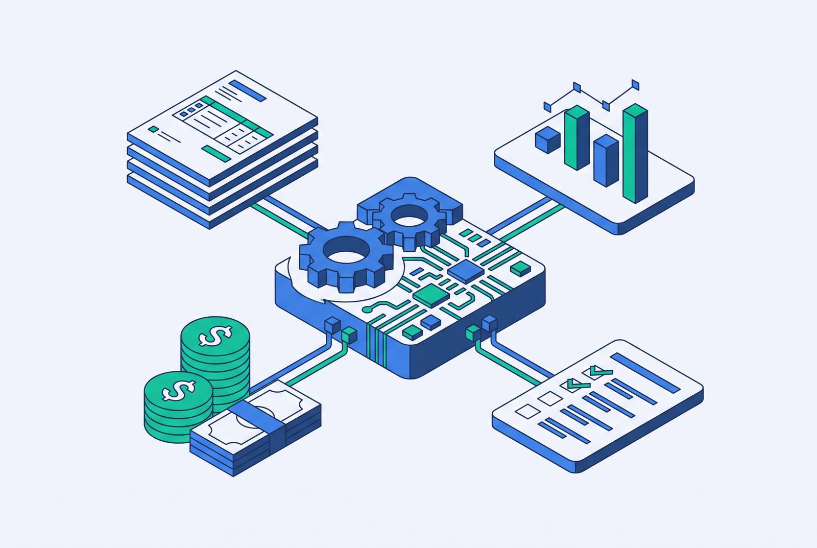 Cover illustration for “Artificial Intelligence Examples Across Core Accounting Functions”
