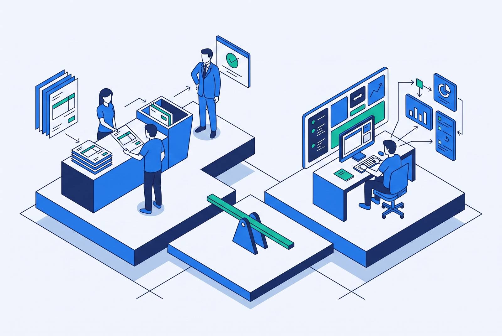 Cover illustration for “done-for-you accounts payable services vs. self-serve AP software”