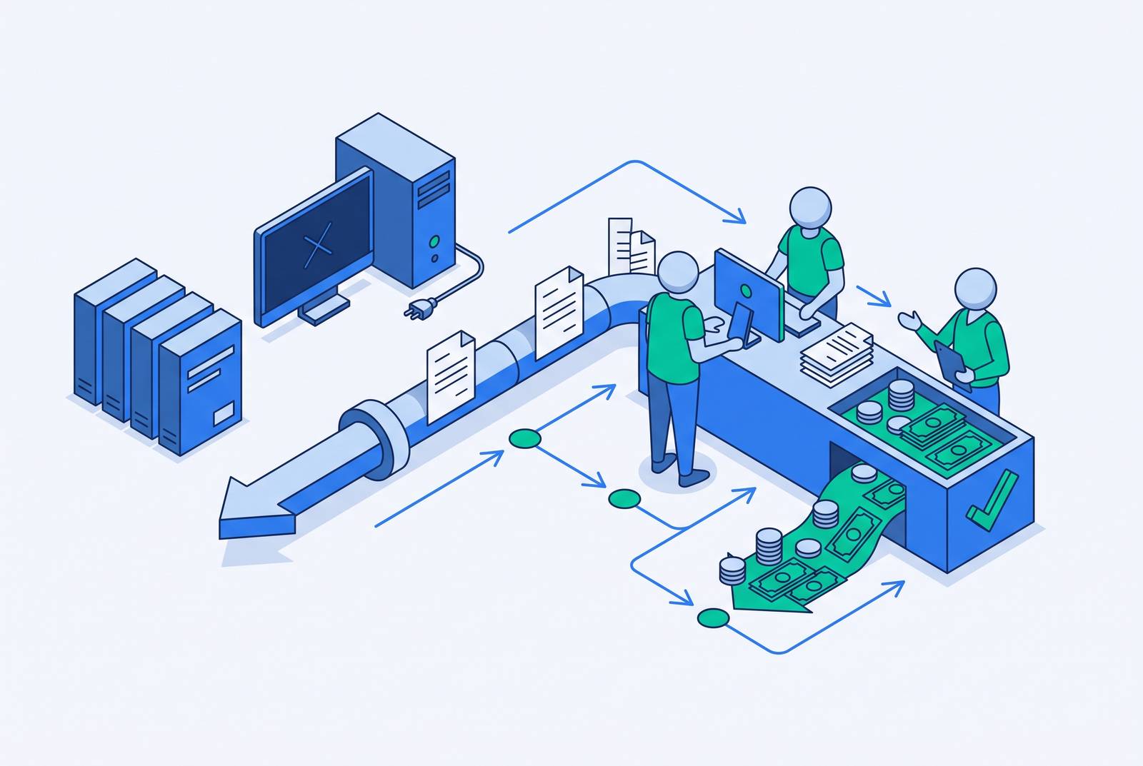 Cover illustration for “Outsourcing B2B Collections as a Managed Service Instead of Another Software License”