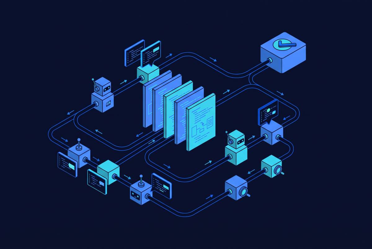 Cover illustration for “Agentic Code Review Workflows for Engineering Teams”