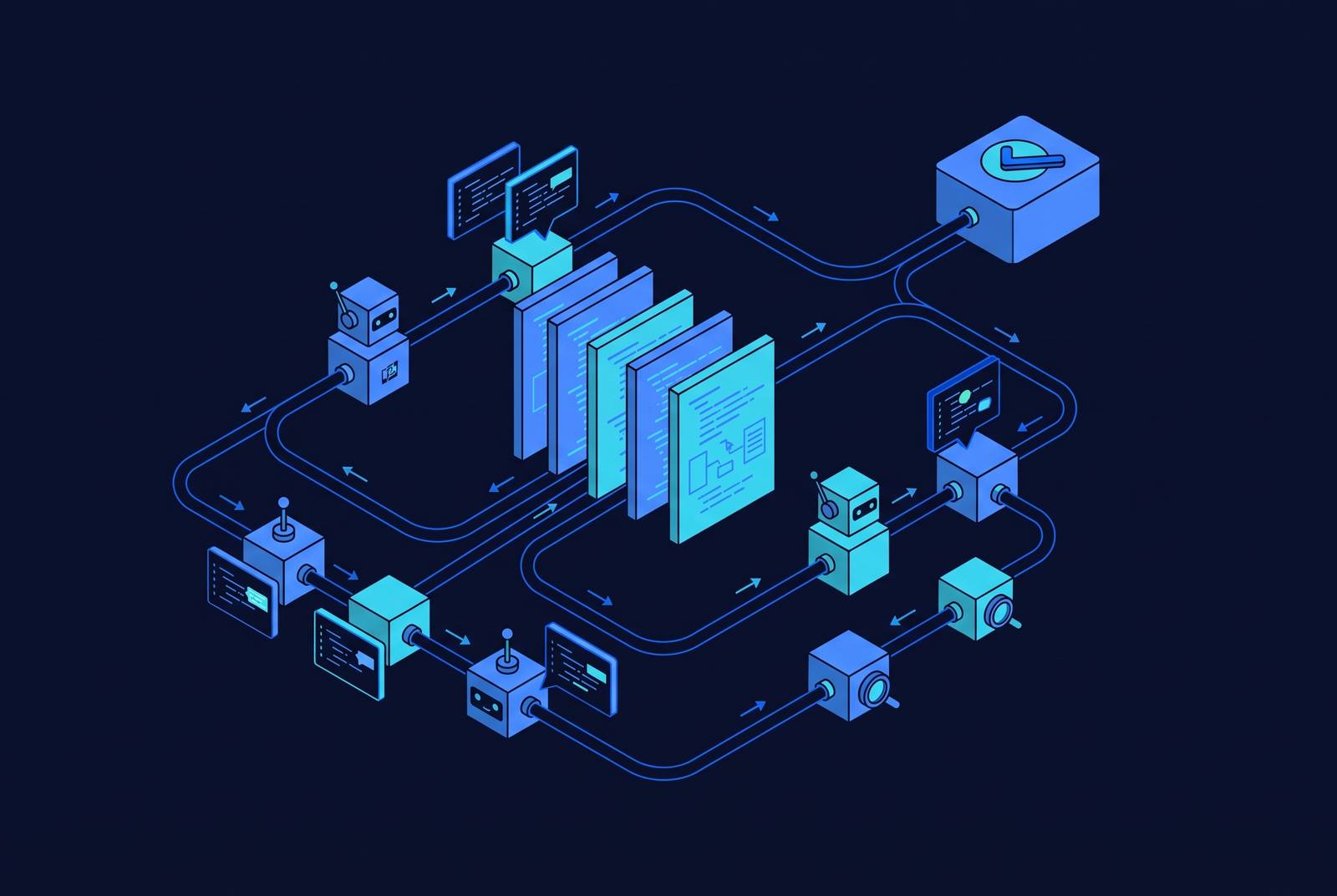 Cover illustration for “Agentic Code Review Workflows for Engineering Teams”