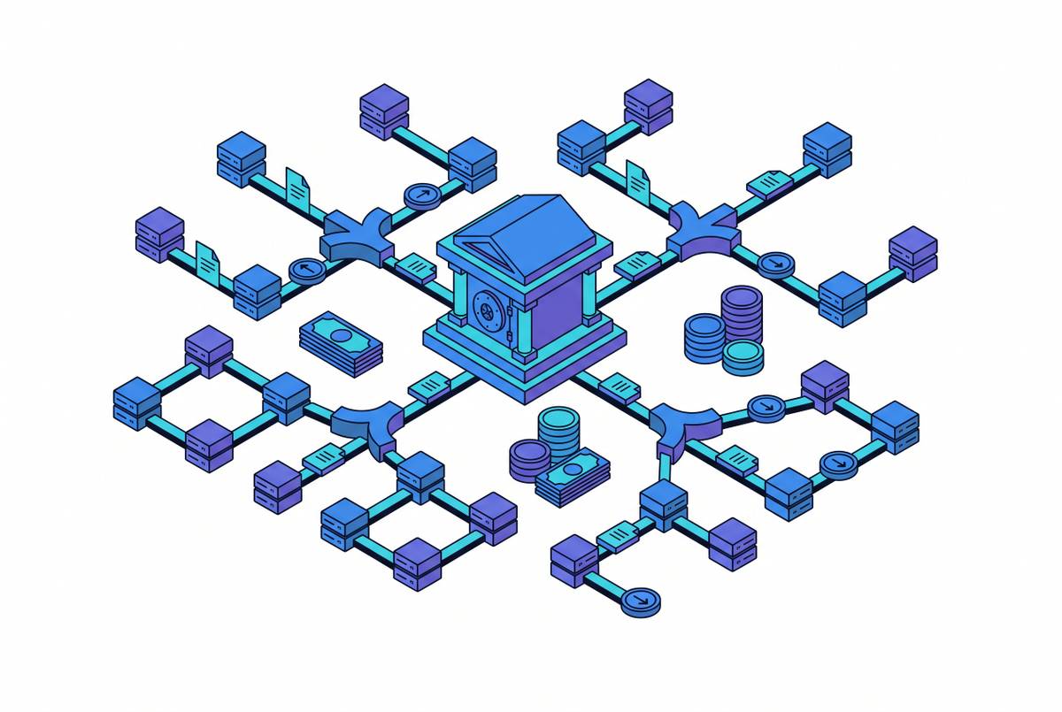Cover illustration for “Agentic Workflow Patterns in Banking and Financial Services”