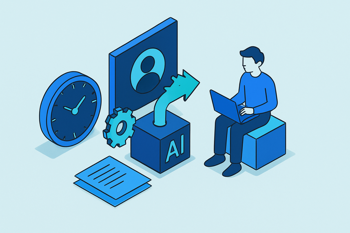 Cover illustration for “Reducing Time to Productivity for New Employees with AI”