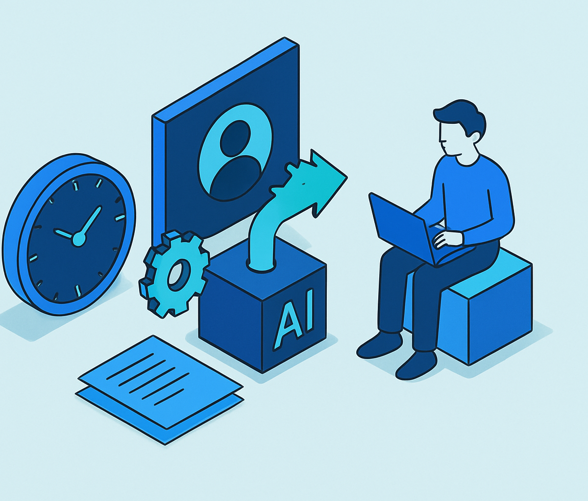 Cover illustration for “Reducing Time to Productivity for New Employees with AI”