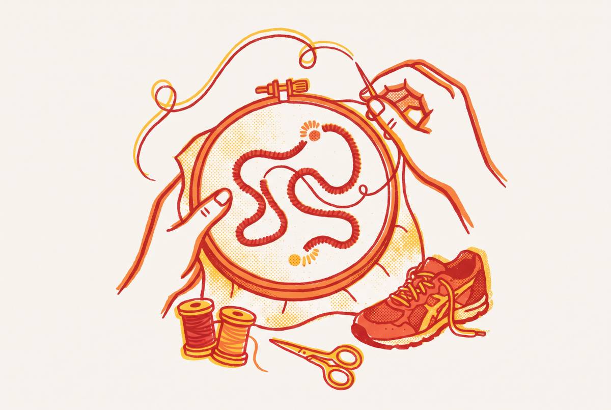 Cover illustration for “The Makers Behind Custom Course Map Embroidery and How Miles Before Glory Runners Find Them”