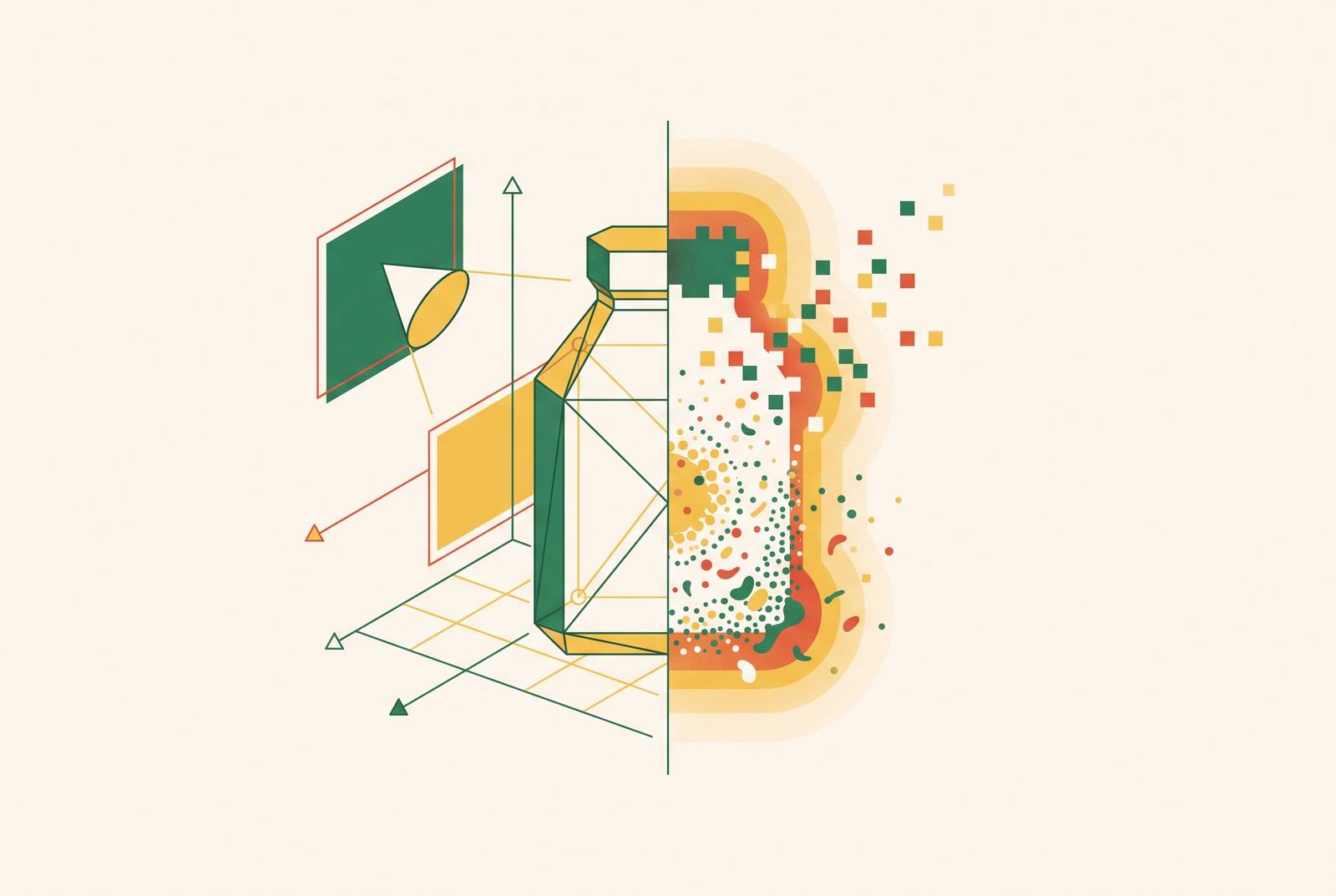 Cover illustration for “3D Render vs AI Image Generation for Product Visuals”