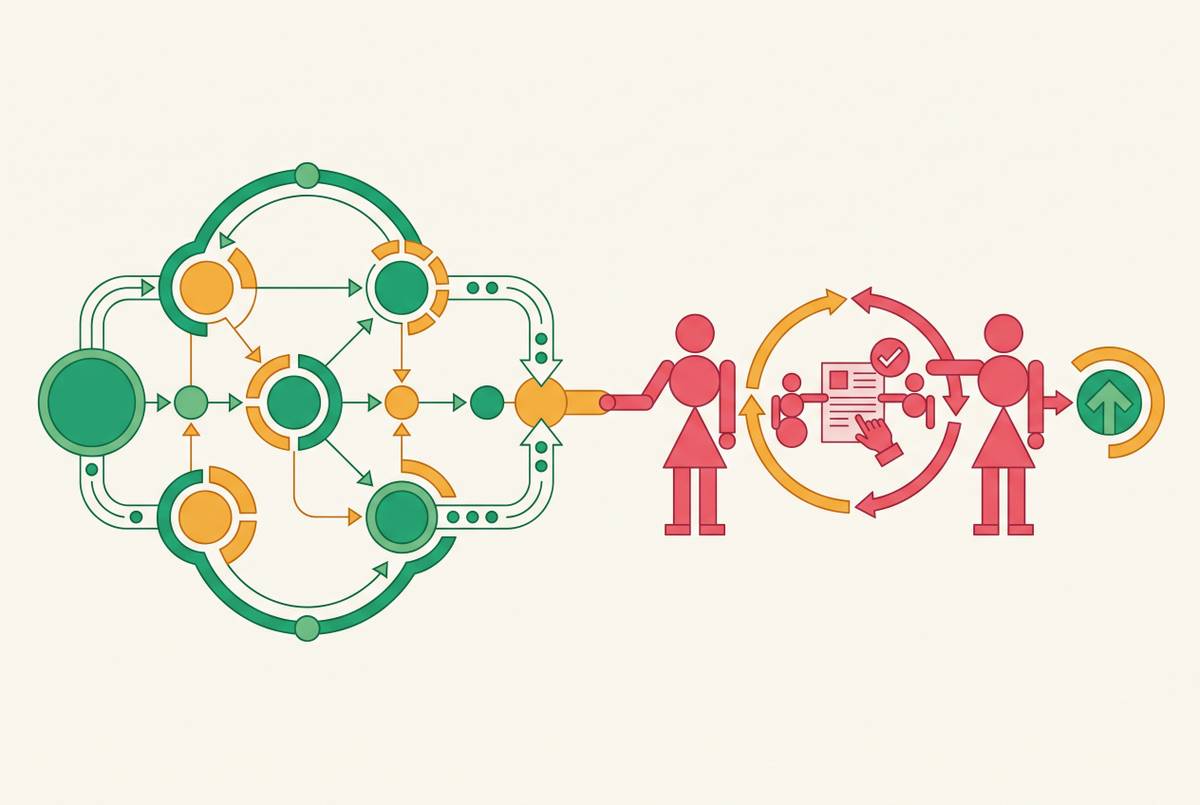 Cover illustration for “AI Agent Workflows vs Human-in-the-Loop HR Processes”
