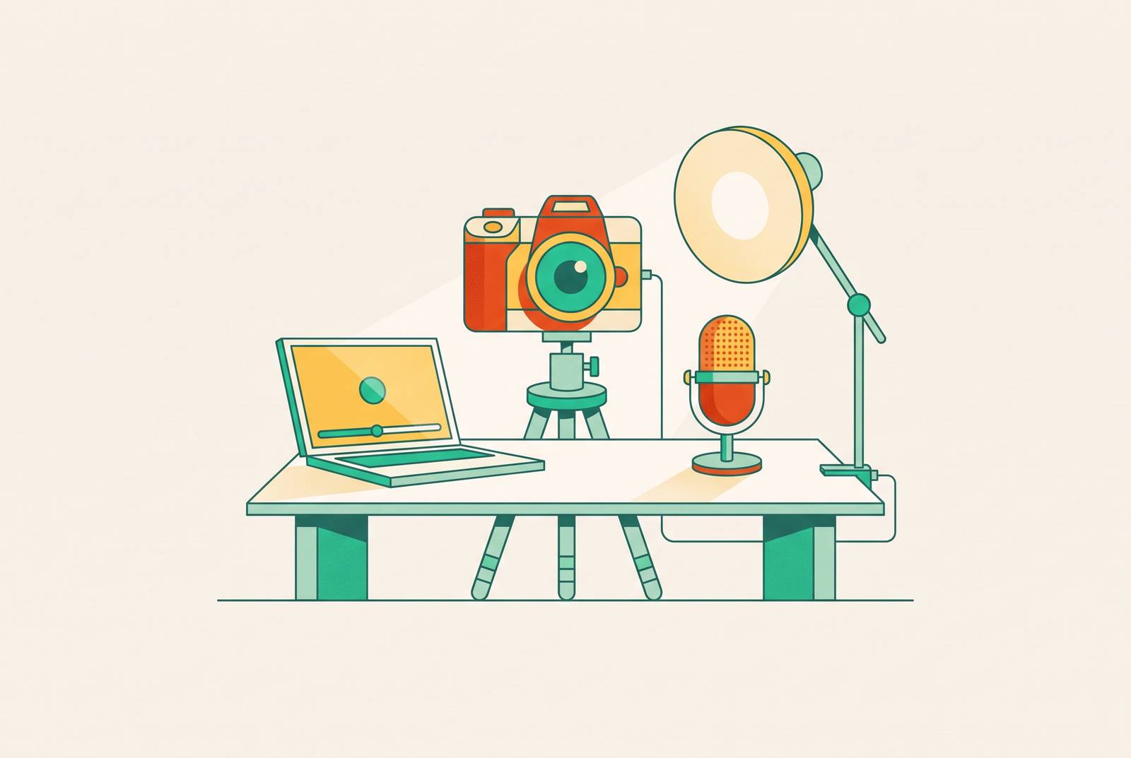 Cover illustration for “Single-Camera Desk Setup for Online Course Lessons”