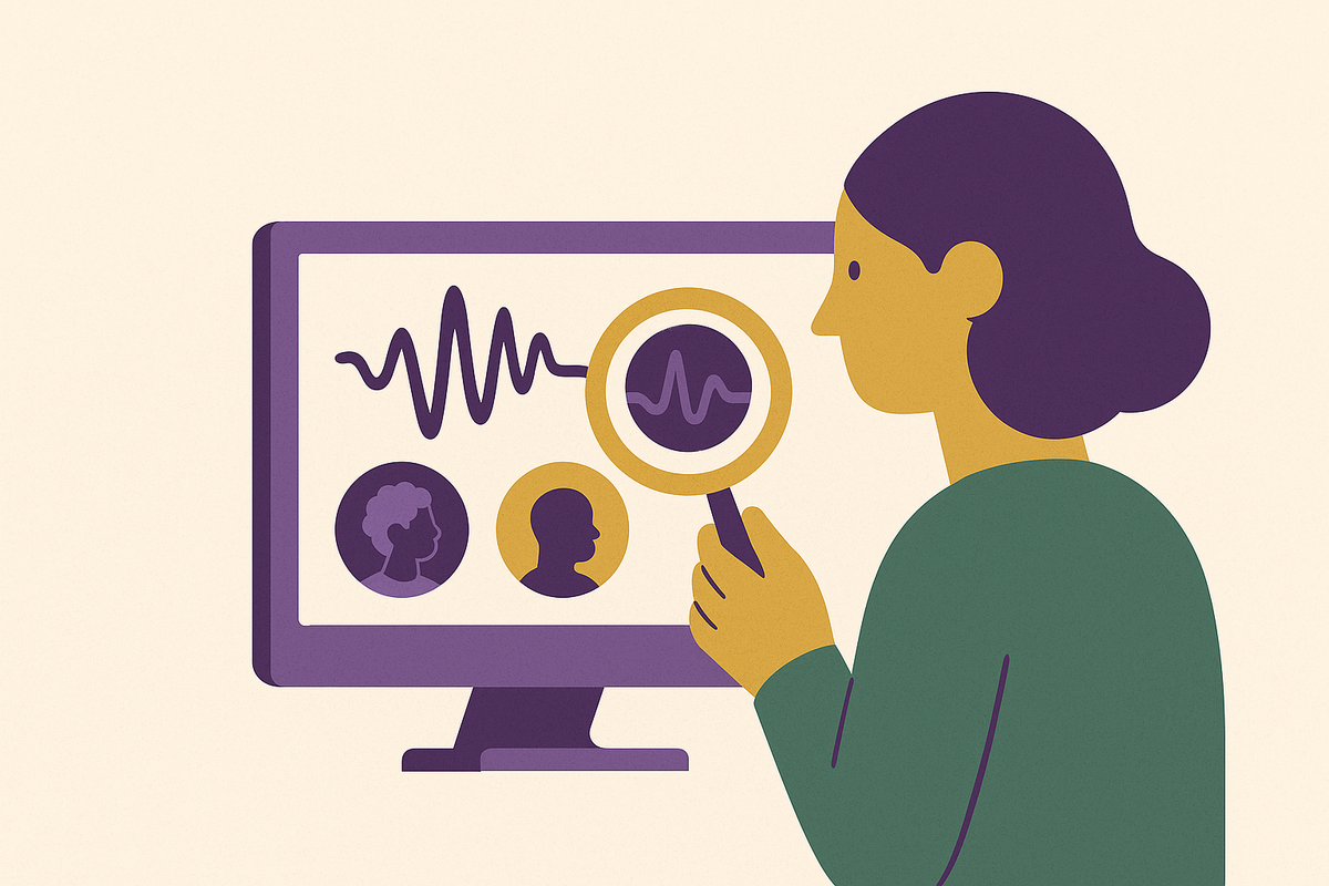 Cover illustration for “Auditing a Vocal Biomarker Model for Demographic Bias”