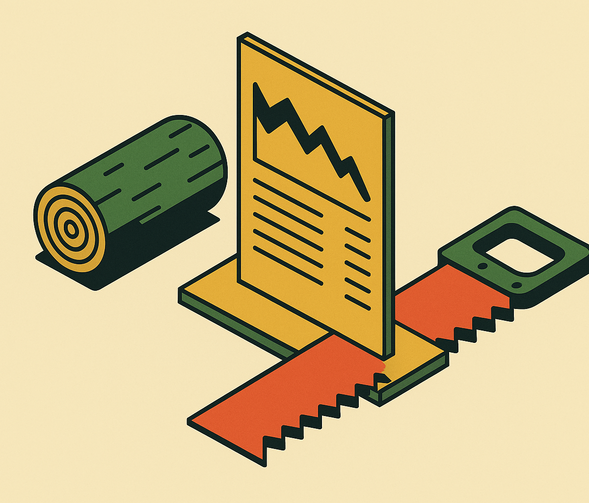 Cover illustration for “Cutting a Runaway Log Bill Without Going Blind”