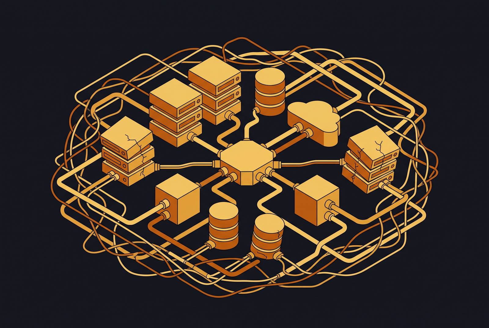 Cover illustration for “Salesforce Integration Architecture Decisions That Break at Scale”