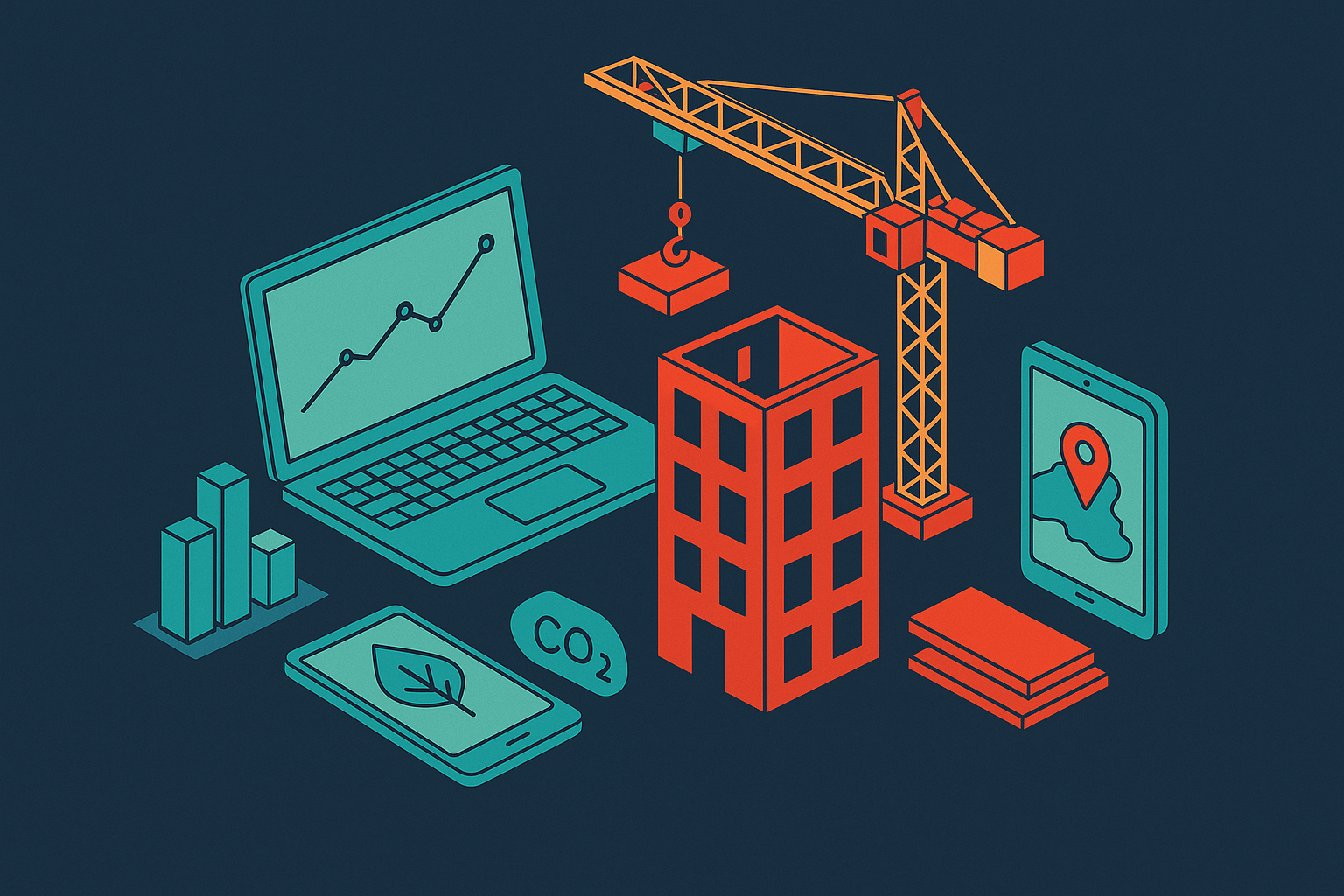 Cover illustration for “Construction Technology Platforms for Carbon Tracking”