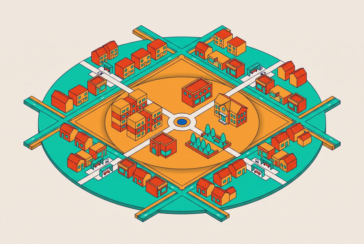 Cover illustration for “15-Minute City Planning Frameworks and Real Examples”